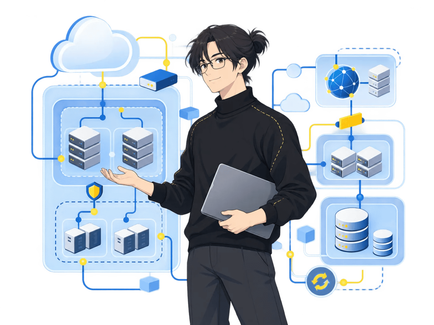 AWS 構築・移行支援を象徴するイラスト
